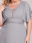 Plus Size Empire Waist Chiffon Formal Maxi Evening Dress – Grey