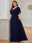 Plus Size Empire Waist Chiffon Formal Maxi Evening Dress – Navy Blue