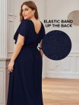 Plus Size Empire Waist Chiffon Formal Maxi Evening Dress – Navy Blue