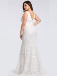 Plus Size Lace Mermaid Formal Evening Dress – White