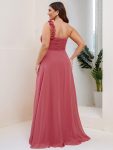 Sweet Pleated Bodice One Shoulder Chiffon Bridesmaid Dress – Cameo Brown