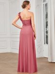 Sweet Pleated Bodice One Shoulder Chiffon Bridesmaid Dress – Cameo Brown