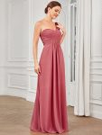 Sweet Pleated Bodice One Shoulder Chiffon Bridesmaid Dress – Cameo Brown