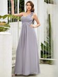 Chiffon One Shoulder Maxi Long Bridesmaid Dresses for Women – Grey