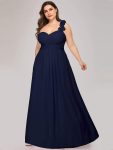 Sweet Pleated Bodice One Shoulder Chiffon Bridesmaid Dress – Navy Blue