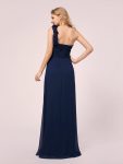 Maxi Long Flower One Shoulder Maternity Dress – Navy Blue