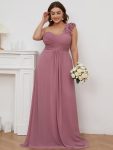 Chiffon One Shoulder Maxi Long Bridesmaid Dresses for Women – Purple Orchid