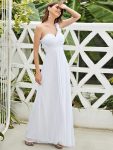 Chiffon One Shoulder Maxi Long Bridesmaid Dresses for Women – White