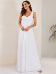 Sweet Pleated Bodice One Shoulder Chiffon Bridesmaid Dress – White