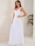 Sweet Pleated Bodice One Shoulder Chiffon Bridesmaid Dress – White