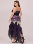 Women’s V Neck Multi Color Asymmetrical Hems Prom Dress – Dark Purple