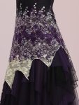 Women’s V Neck Multi Color Asymmetrical Hems Prom Dress – Dark Purple