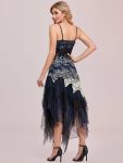 Women’s V Neck Multi Color Asymmetrical Hems Prom Dress – Navy Blue