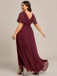 Plus Size Elegant Lotus Sleeves Chiffon Bridesmaid Dress – Burgundy