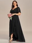 Plus Size Elegant Lotus Sleeves Chiffon Bridesmaid Dress – Black