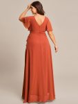 Plus Size Elegant Lotus Sleeves Chiffon Bridesmaid Dress – Burnt Orange