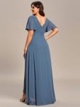 Plus Size Elegant Lotus Sleeves Chiffon Bridesmaid Dress – Dusty Navy