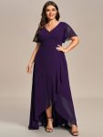 Plus Size Elegant Lotus Sleeves Chiffon Bridesmaid Dress – Dark Purple