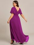 Plus Size Elegant Lotus Sleeves Chiffon Bridesmaid Dress – Fuchsia