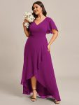 Plus Size Elegant Lotus Sleeves Chiffon Bridesmaid Dress – Fuchsia