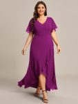 Plus Size Elegant Lotus Sleeves Chiffon Bridesmaid Dress – Fuchsia