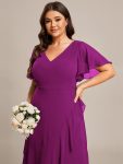 Plus Size Elegant Lotus Sleeves Chiffon Bridesmaid Dress – Fuchsia