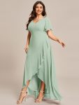 Plus Size Elegant Lotus Sleeves Chiffon Bridesmaid Dress – Mint Green