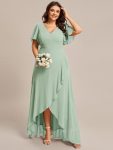 Plus Size Elegant Lotus Sleeves Chiffon Bridesmaid Dress – Mint Green