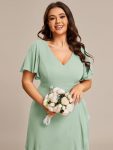 Plus Size Elegant Lotus Sleeves Chiffon Bridesmaid Dress – Mint Green