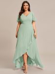 Plus Size Elegant Lotus Sleeves Chiffon Bridesmaid Dress - Mint Green