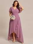 Plus Size Elegant Lotus Sleeves Chiffon Bridesmaid Dress – Purple Orchid