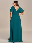 Plus Size Elegant Lotus Sleeves Chiffon Bridesmaid Dress – Teal