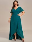 Plus Size Elegant Lotus Sleeves Chiffon Bridesmaid Dress – Teal