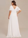 Plus Size Elegant Lotus Sleeves Chiffon Bridesmaid Dress – White