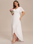 Plus Size Elegant Lotus Sleeves Chiffon Bridesmaid Dress – White