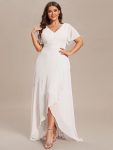 Plus Size Elegant Lotus Sleeves Chiffon Bridesmaid Dress – White