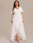 Plus Size Elegant Lotus Sleeves Chiffon Bridesmaid Dress – White