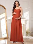 Empire Waist Floral Lace Chiffon Maternity Dress – Burnt Orange