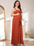 Empire Waist Floral Lace Chiffon Maternity Dress – Burnt Orange