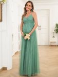 Spaghetti Strap V-Neck Empire Waist Sparkling Maternity Dress – Green Bean