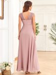 Chiffon Sleeveless Lace Ruched Floor-Length Maternity Dress – Dusty Rose