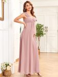 Chiffon Sleeveless Lace Ruched Floor-Length Maternity Dress – Dusty Rose