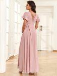 Chiffon Pleated V-Neck Tie-Back A-Line Maternity Dress – Dusty Rose