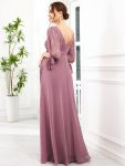 Half Sleeve Lace Split Sleeve A-line Chiffon Maternity Dress – Purple Orchid