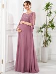 Half Sleeve Lace Split Sleeve A-line Chiffon Maternity Dress – Purple Orchid