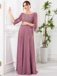 Half Sleeve Lace Split Sleeve A-line Chiffon Maternity Dress – Purple Orchid