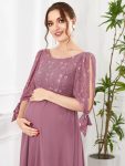 Half Sleeve Lace Split Sleeve A-line Chiffon Maternity Dress – Purple Orchid