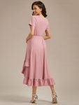 Ruffles High Low Hemline V-Neck High Stretch Maternity Dress – Dusty Rose