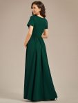 Comfortable Pleated V-Neck Short Sleeve Maternity Dress – Dark Green