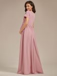 Comfortable Pleated V-Neck Short Sleeve Maternity Dress – Dusty Rose